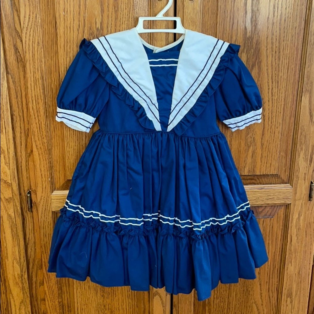 Blue and white dress